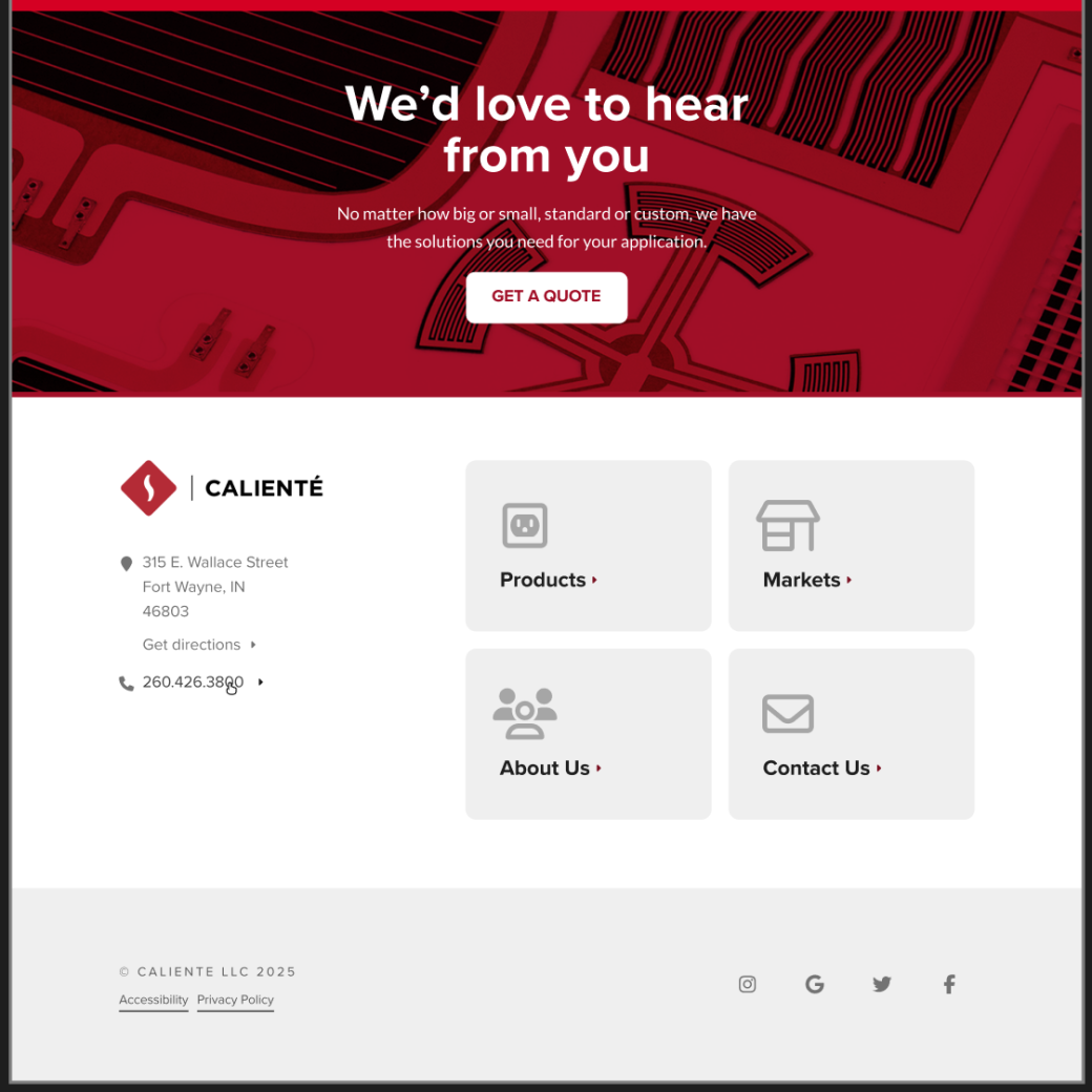 example of website footer with CTA links